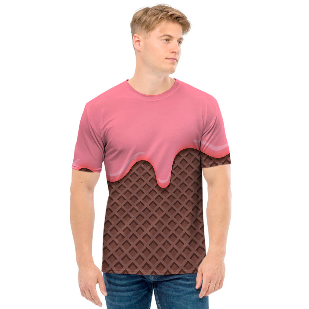Strawberry Ice Cream Melted Print Men's T-Shirt