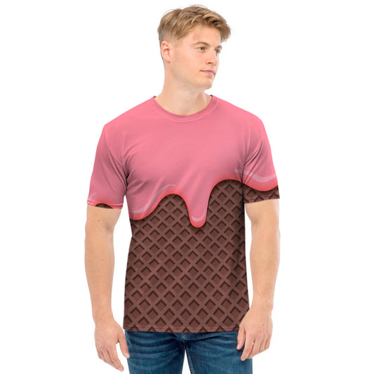 Strawberry Ice Cream Melted Print Men's T-Shirt