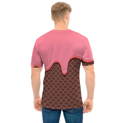 Strawberry Ice Cream Melted Print Men's T-Shirt