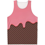 Strawberry Ice Cream Melted Print Men's Tank Top
