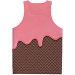 Strawberry Ice Cream Melted Print Men's Tank Top
