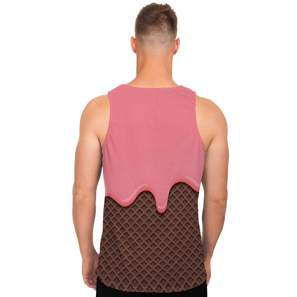 Strawberry Ice Cream Melted Print Men's Tank Top