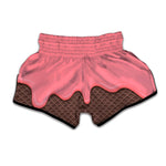 Strawberry Ice Cream Melted Print Muay Thai Boxing Shorts