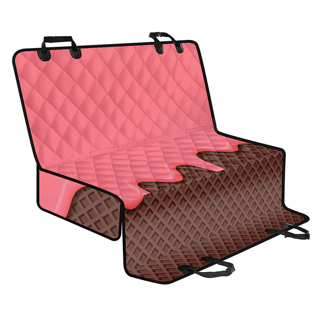 Strawberry Ice Cream Melted Print Pet Car Back Seat Cover