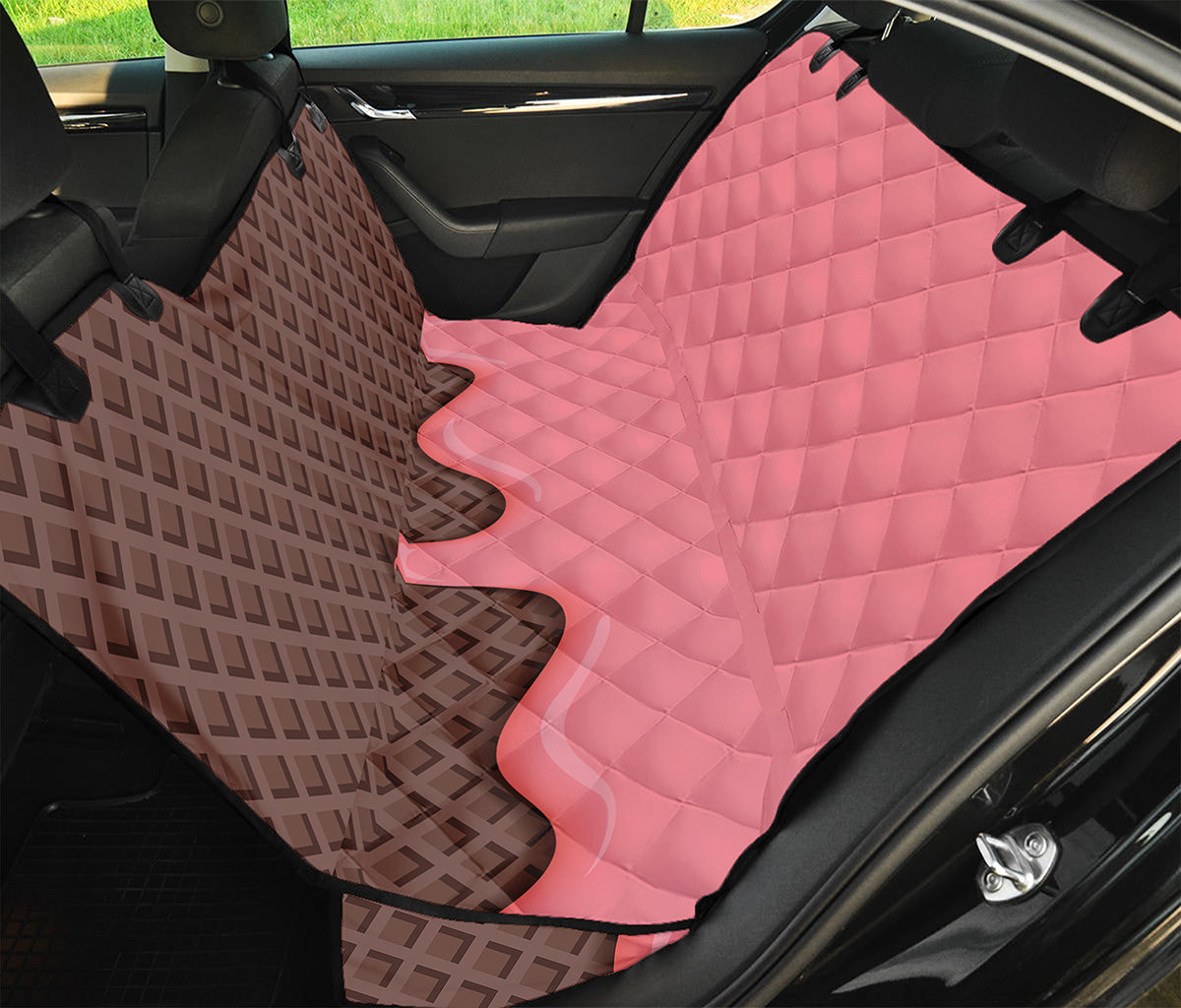 Strawberry Ice Cream Melted Print Pet Car Back Seat Cover