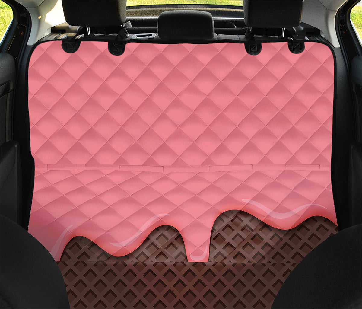Strawberry Ice Cream Melted Print Pet Car Back Seat Cover