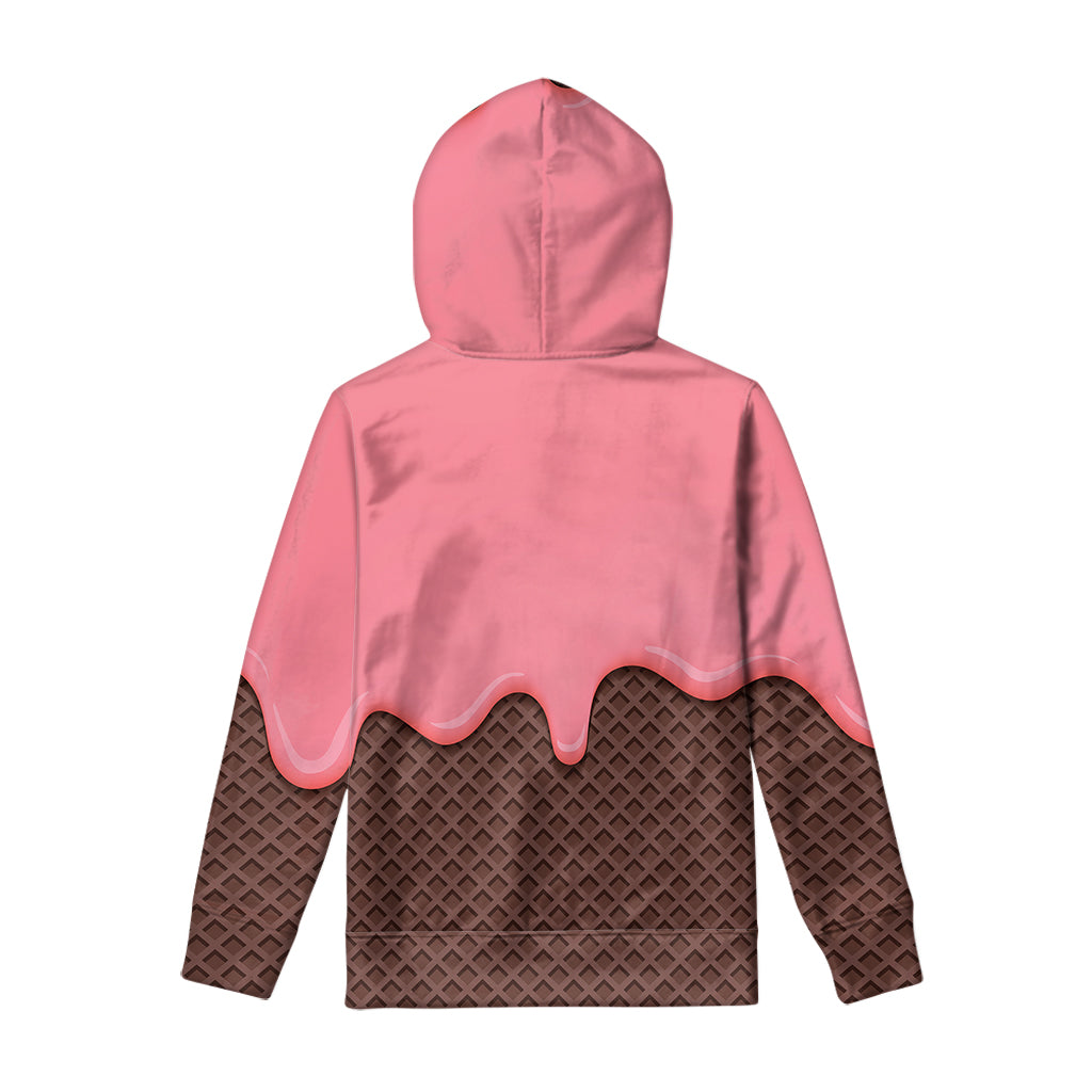 Strawberry Ice Cream Melted Print Pullover Hoodie