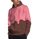 Strawberry Ice Cream Melted Print Pullover Hoodie