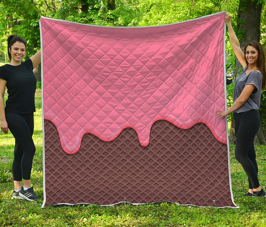 Strawberry Ice Cream Melted Print Quilt