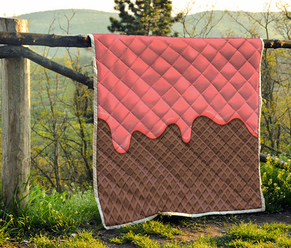 Strawberry Ice Cream Melted Print Quilt