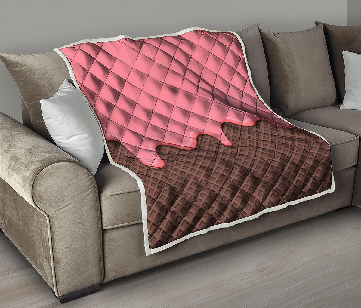 Strawberry Ice Cream Melted Print Quilt