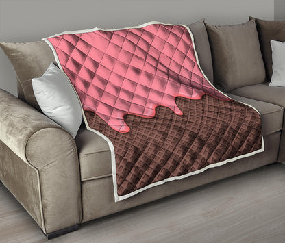 Strawberry Ice Cream Melted Print Quilt