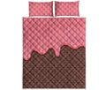 Strawberry Ice Cream Melted Print Quilt Bed Set