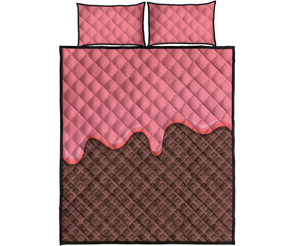 Strawberry Ice Cream Melted Print Quilt Bed Set