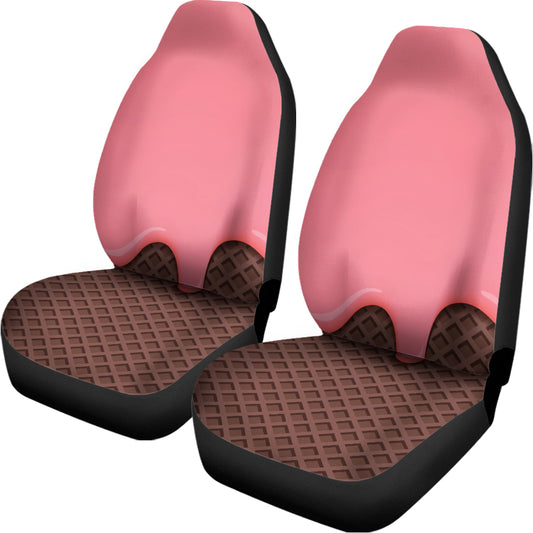 Strawberry Ice Cream Melted Print Universal Fit Car Seat Covers