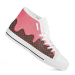 Strawberry Ice Cream Melted Print White High Top Shoes