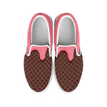 Strawberry Ice Cream Melted Print White Slip On Shoes