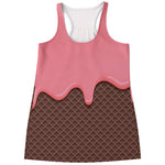 Strawberry Ice Cream Melted Print Women's Racerback Tank Top