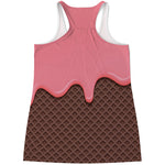 Strawberry Ice Cream Melted Print Women's Racerback Tank Top