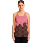 Strawberry Ice Cream Melted Print Women's Racerback Tank Top