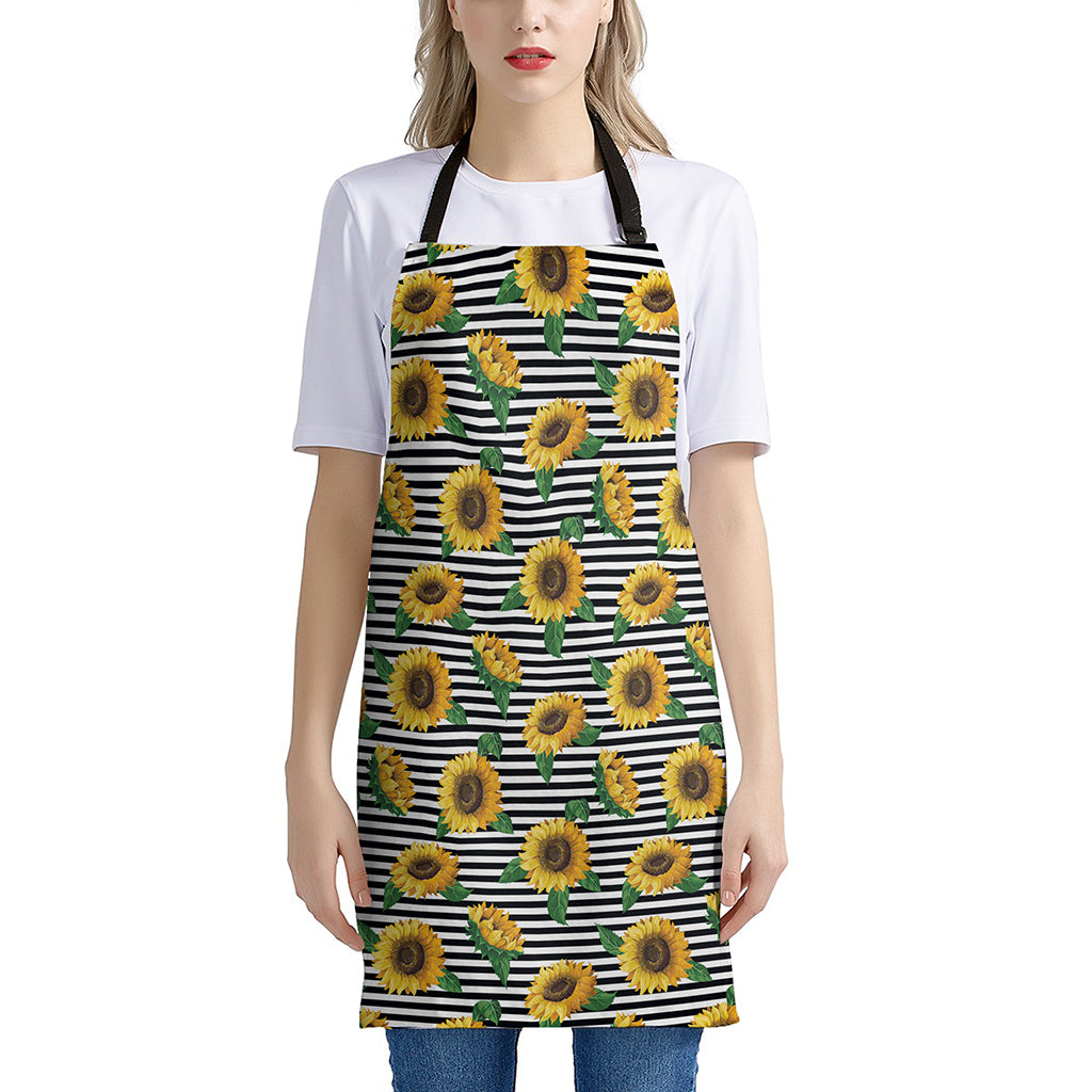 Stripe Sunflower Pattern Print Apron