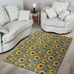 Stripe Sunflower Pattern Print Area Rug