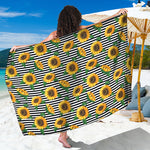 Stripe Sunflower Pattern Print Beach Sarong Wrap