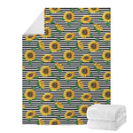 Stripe Sunflower Pattern Print Blanket