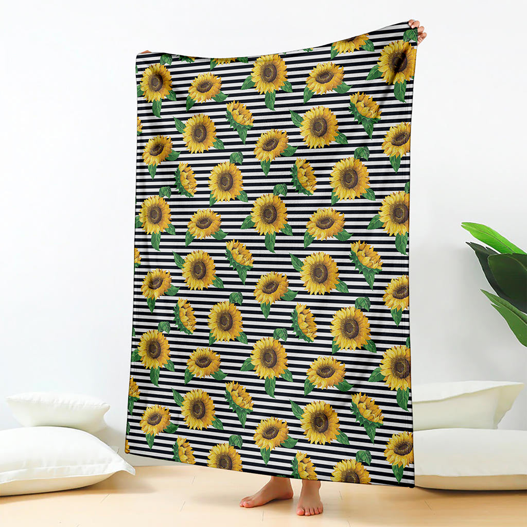 Stripe Sunflower Pattern Print Blanket