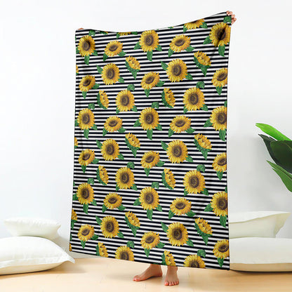 Stripe Sunflower Pattern Print Blanket