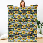 Stripe Sunflower Pattern Print Blanket