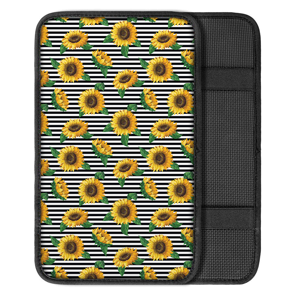 Stripe Sunflower Pattern Print Car Center Console Cover