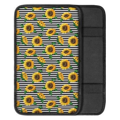 Stripe Sunflower Pattern Print Car Center Console Cover