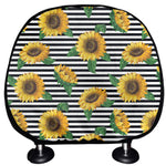 Stripe Sunflower Pattern Print Car Headrest Covers