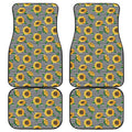 Stripe Sunflower Pattern Print Front and Back Car Floor Mats