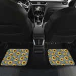 Stripe Sunflower Pattern Print Front and Back Car Floor Mats