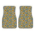 Stripe Sunflower Pattern Print Front Car Floor Mats