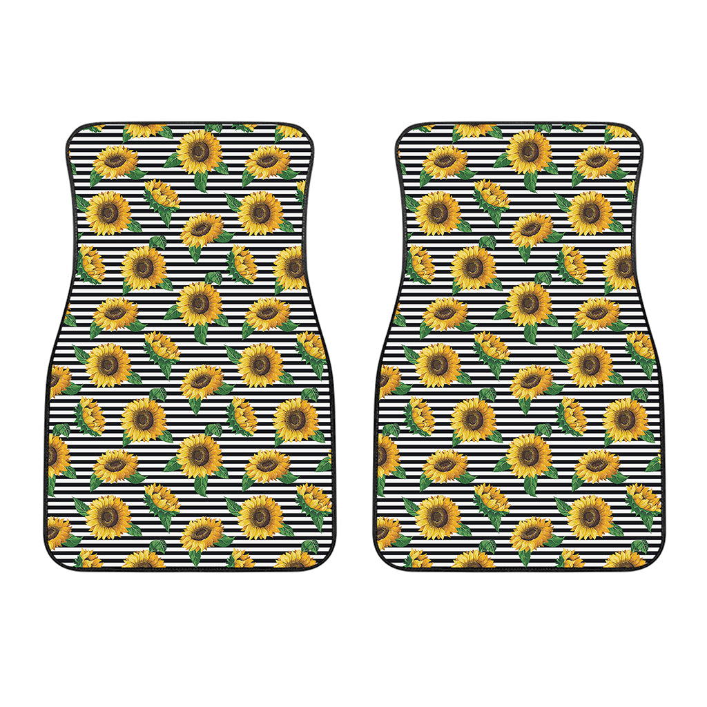 Stripe Sunflower Pattern Print Front Car Floor Mats