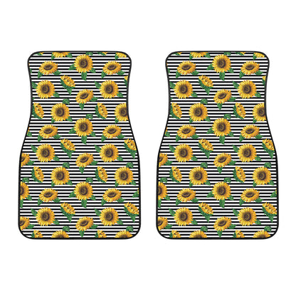Stripe Sunflower Pattern Print Front Car Floor Mats