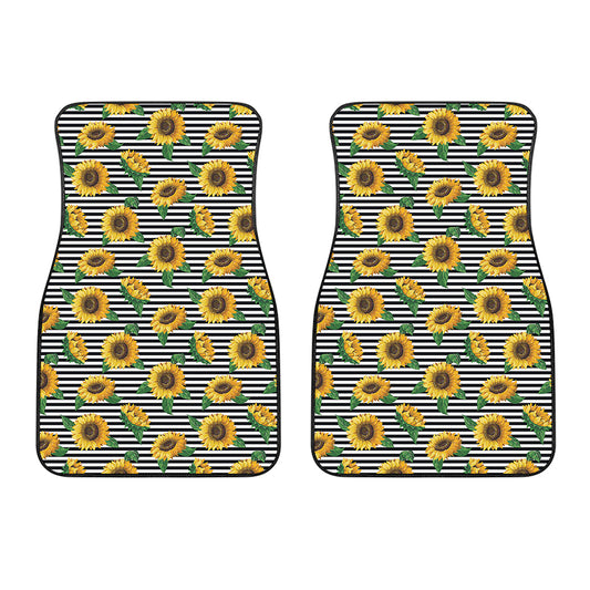 Stripe Sunflower Pattern Print Front Car Floor Mats