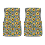 Stripe Sunflower Pattern Print Front Car Floor Mats