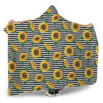 Stripe Sunflower Pattern Print Hooded Blanket