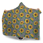Stripe Sunflower Pattern Print Hooded Blanket