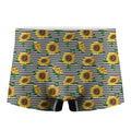 Stripe Sunflower Pattern Print Men's Boxer Briefs
