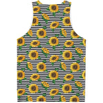Stripe Sunflower Pattern Print Men's Tank Top