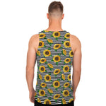 Stripe Sunflower Pattern Print Men's Tank Top
