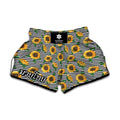 Stripe Sunflower Pattern Print Muay Thai Boxing Shorts