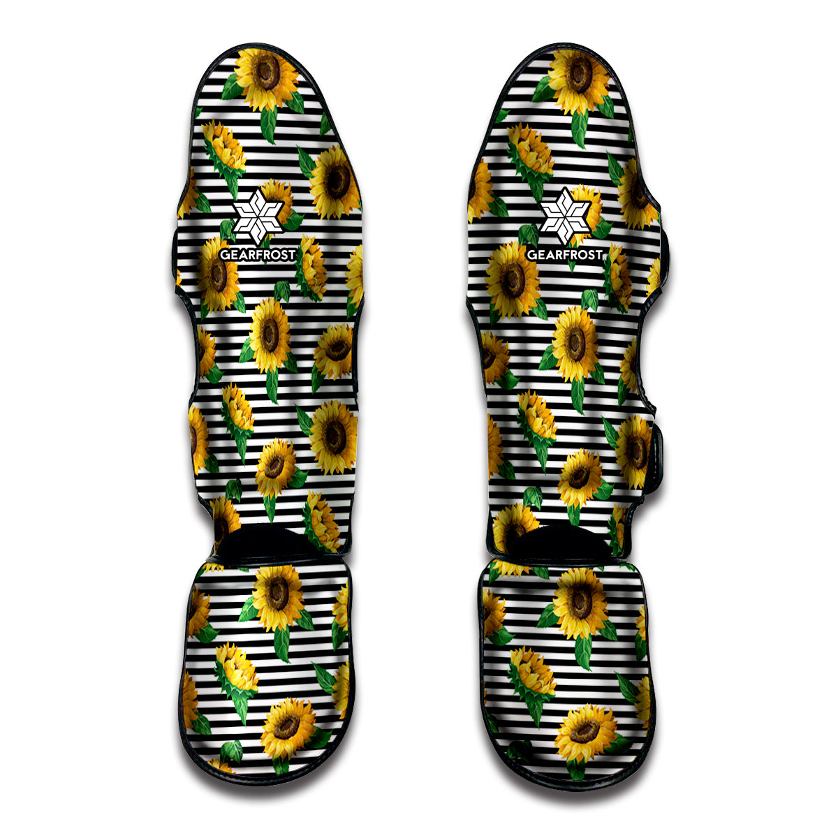 Stripe Sunflower Pattern Print Muay Thai Shin Guard