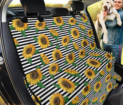 Stripe Sunflower Pattern Print Pet Car Back Seat Cover
