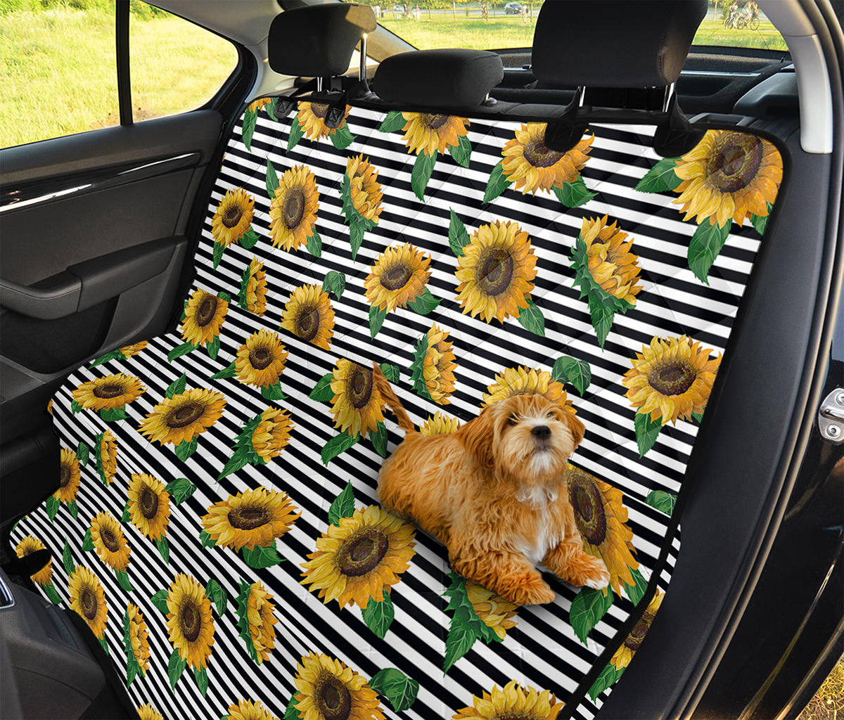 Stripe Sunflower Pattern Print Pet Car Back Seat Cover
